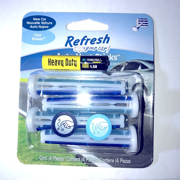 3/$15 NEW Refresh Your Car Vent Air Freshener New Car/Cool Breeze Scent 4 Sticks - Picture 3 of 16